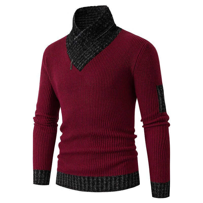 Herren Pullover mit modernem asymmetrischem Kragen und strukturiertem Design R&B