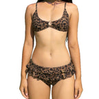 Damen Bikini-Set mit Rüschendetails und Leopardenmuster R&B