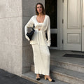 Damen Elegantes Strick-Ensemble mit Crop-Top und Maxirock R&B