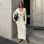 Damen Elegantes Strick-Ensemble mit Crop-Top und Maxirock R&B