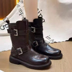 Damen Modische Stiefel mit stilvollem Schnallen-Design und robuster Sohle R&B