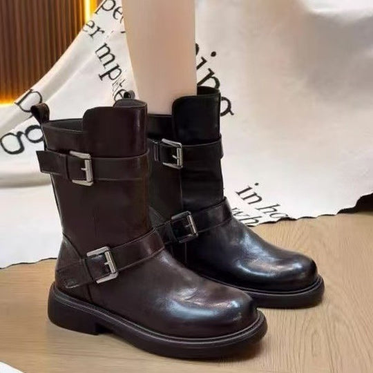 Damen Modische Stiefel mit stilvollem Schnallen-Design und robuster Sohle R&B
