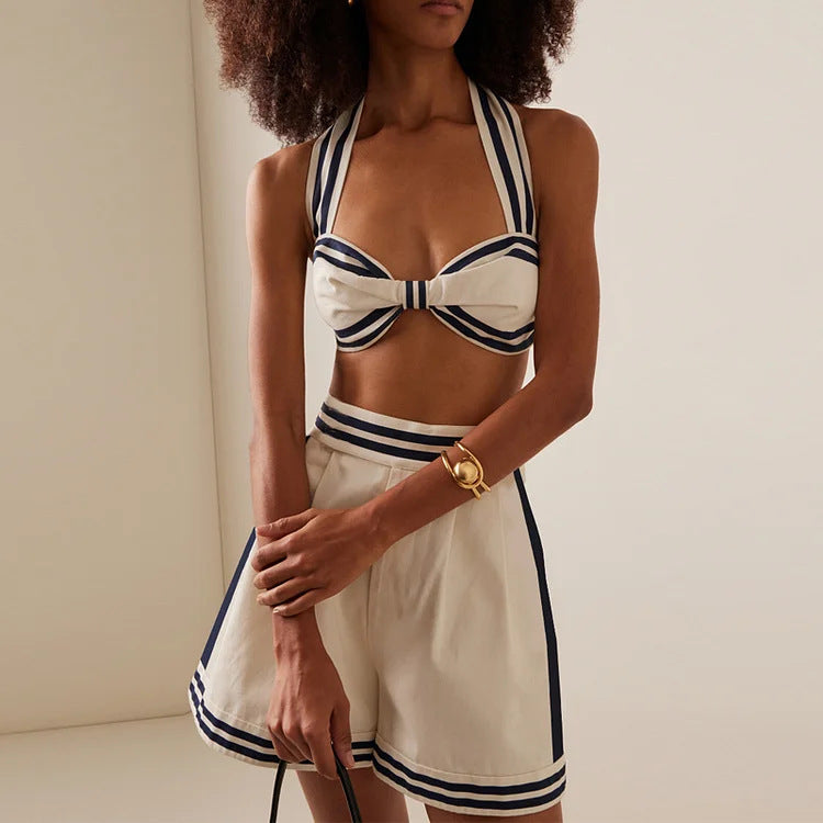 Damen Einteiler Badeanzug mit raffiniertem Cut-Out und dekorativen Schleifen R&B