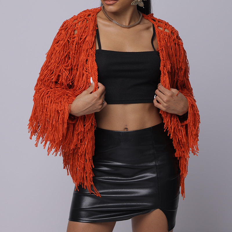 Damen Fransen-Pulloverjacke mit offenem Schnitt und stylischem Design R&B