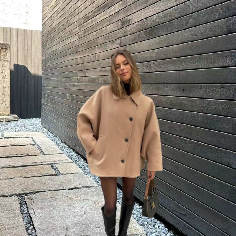 Damen Oversized Wollmantel mit modernem Schnitt und praktischen Taschen R&B