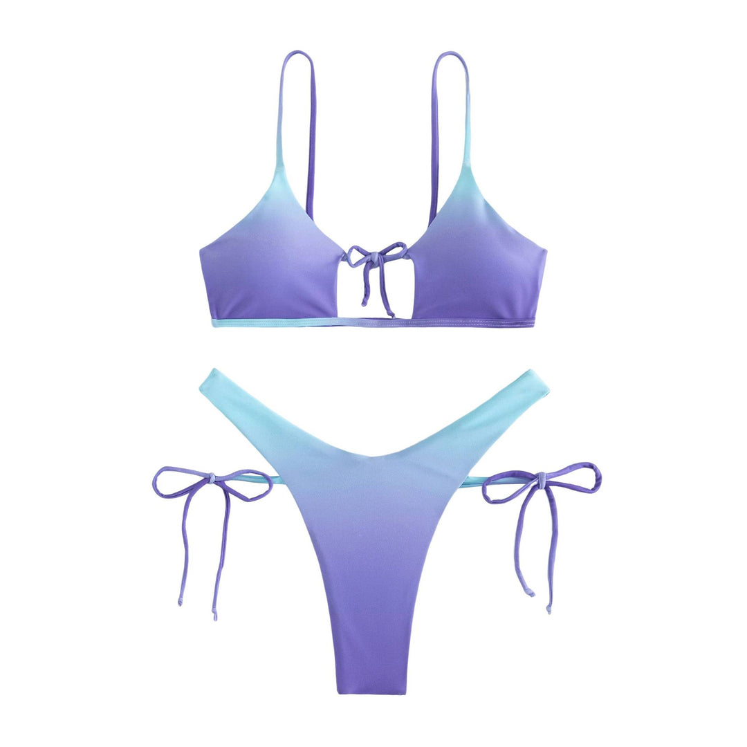 Damen Triangel-Bikini mit anpassbarem Knoten-Design und elegantem Farbverlauf R&B