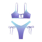 Damen Triangel-Bikini mit anpassbarem Knoten-Design und elegantem Farbverlauf R&B