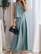 Damen weiches Oberteil und elegante weite Hose R&B