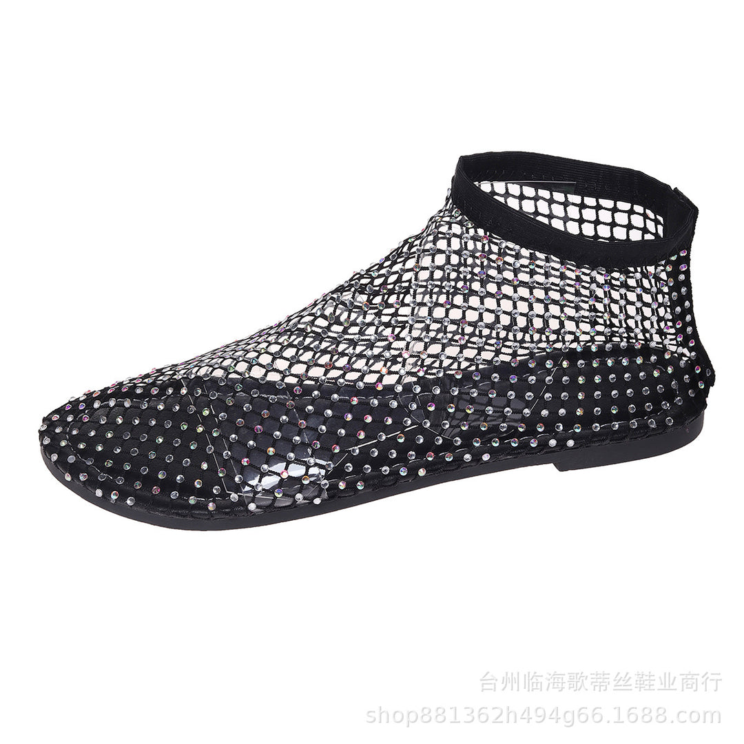 Damen elegante Netzsandalen mit funkelnden Strass-Applikationen R&B