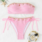 Damen Bandeau Bikini mit Muschelverzierung R&B