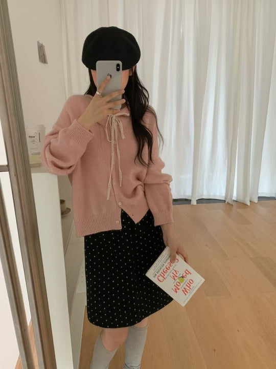 Damen Verspielte Strickjacke mit Schleifenverzierung R&B