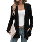 Damen modische Strickjacke mit offenen Front und praktischen Taschen R&B