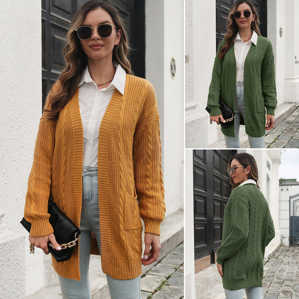 Damen Großer Strickcardigan mit Zopfmuster R&B