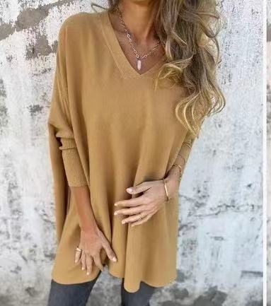 Damen V-Ausschnitt Oversized Pullover R&B
