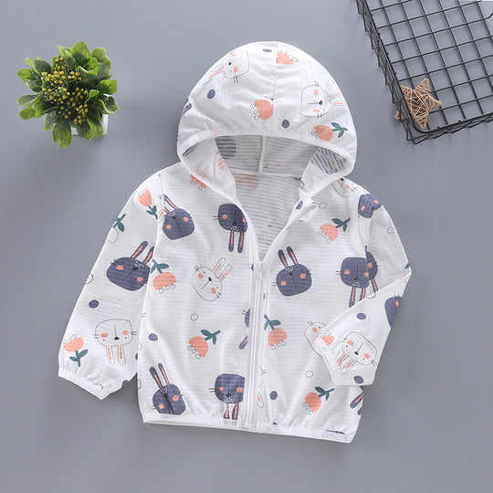 Unisex nan leichte atmungsaktive Musselin Kapuzen-Zip-Jacke mit verspieltem Auto-Muster für Kleinkinder R&B
