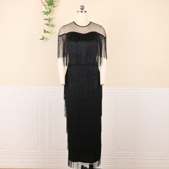 Damen Wickelkleid mit fransierendem Design und seitlichem Schlitz R&B