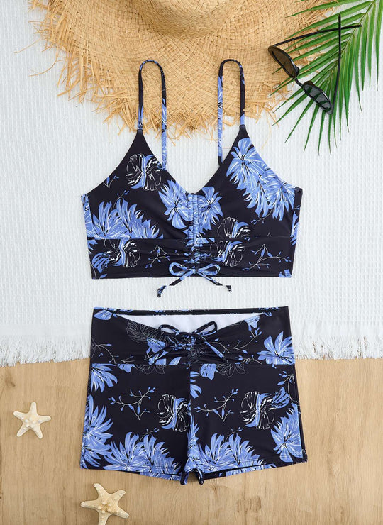Damen Bikini mit floralem Rüschendesign und verstellbaren Trägern R&B