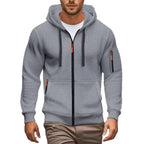 Herren nan funktionale Kapuzenjacke mit durchgehendem Reißverschluss, Ärmeltasche und elastischen Bündchen R&B