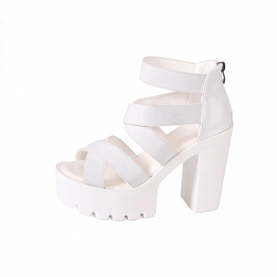 Damen Plateau-Sandalen mit modischem Riemendesign und stabilem Blockabsatz R&B