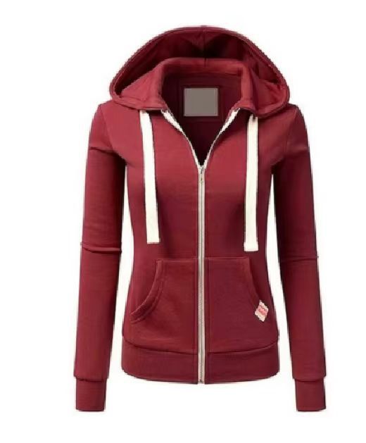 Damen sportliche Kapuzenjacke mit durchgehendem Reißverschluss und praktischen Taschen R&B