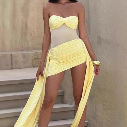Damen Elegantes Strandkleid mit elastischer Passform und raffiniertem Wickeldesign R&B