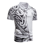 Herren Poloshirt mit modernem tribal Design und atmungsaktiver Funktionalität