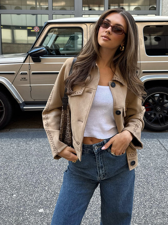Damen lässige Jacke mit dekorativen Nähten R&B