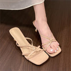 Damen Plateau Mules mit zarten Riemchen R&B