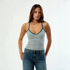 Damen Camisole-Top im lässigen Streifendesign mit verstellbaren Trägern R&B