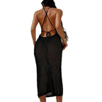 Damen Kunststrick Strandkleid mit raffiniertem Netzdesign EB