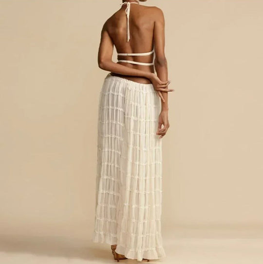Damen Maxikleid mit raffinierten Rüschendetails und hochgeschlossenem Design R&B