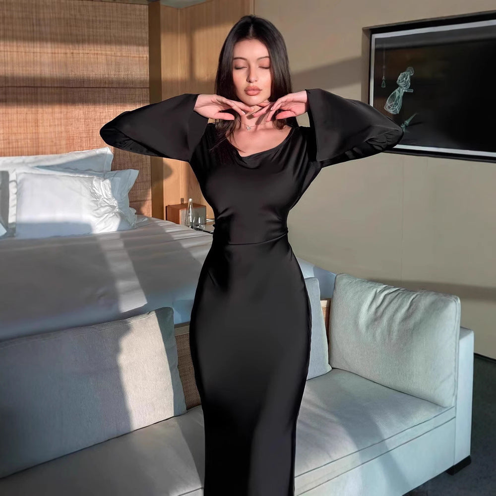 Damen Elegantes Maxikleid mit großzügigen Volantärmeln und tailliertem Schnitt R&B