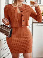 Damen cardigan und kleid im Rippstrickdesign R&B