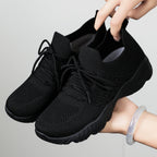 Damen atmungsaktive und flexible Fitness-Sneaker mit elastischer Schnürung R&B