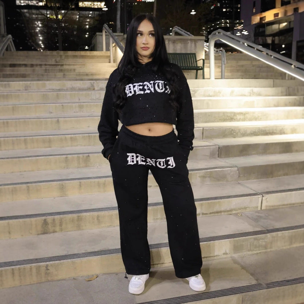 Damen nan weite Sweathose mit Sternenallover, Gothic-Logoprint, elastischem Bund und Eingrifftaschen R&B
