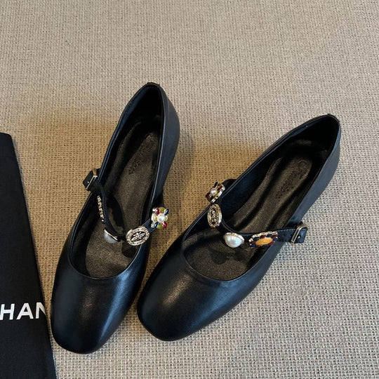 Damen Ballerina-Schuhe mit dekorativer Schnalle und elegantem Design R&B