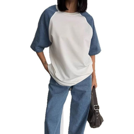 Damen lässiges Sportanzug-Set mit oversized Oberteil und weitem Bein R&B