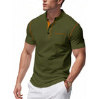 Herren Polo-Shirt mit modischem Henley-Kragen und praktischer Brusttasche