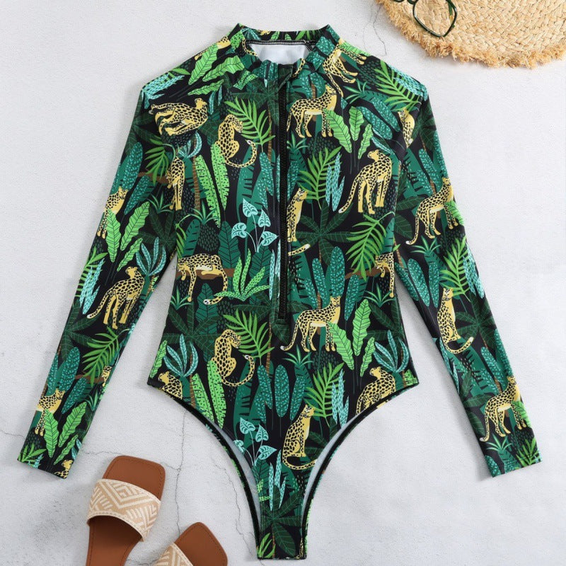 Damen Langarm-Schwimmanzug mit modischem Tiermotiv R&B