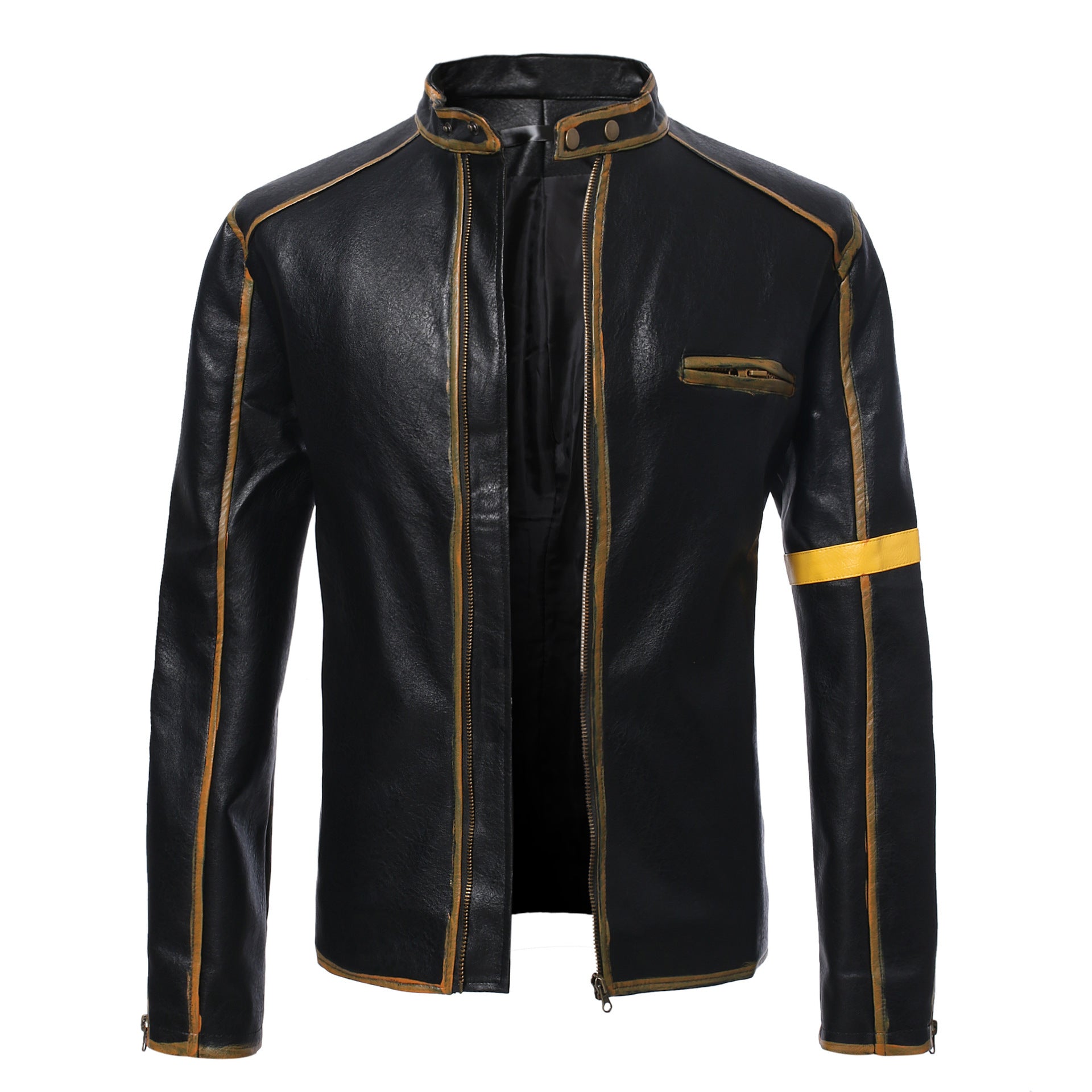 Herren Lederjacke mit Stehkragen