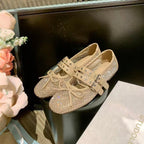 Damen Ballerinas mit doppeltem Riemen und funkelnder Optik R&B