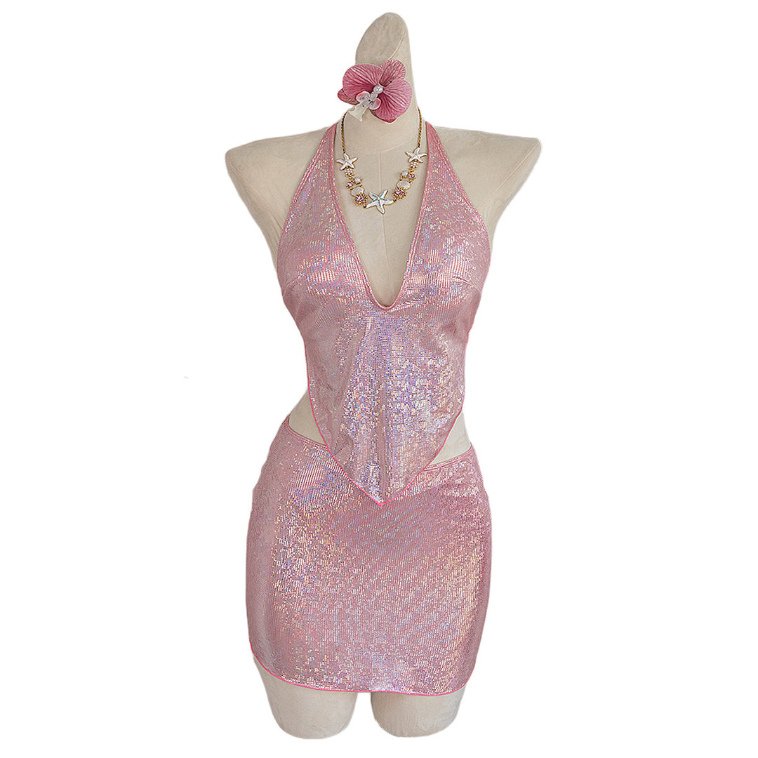 Damen Knapp geschnittenes Strandkleid mit Glitzereffekt R&B