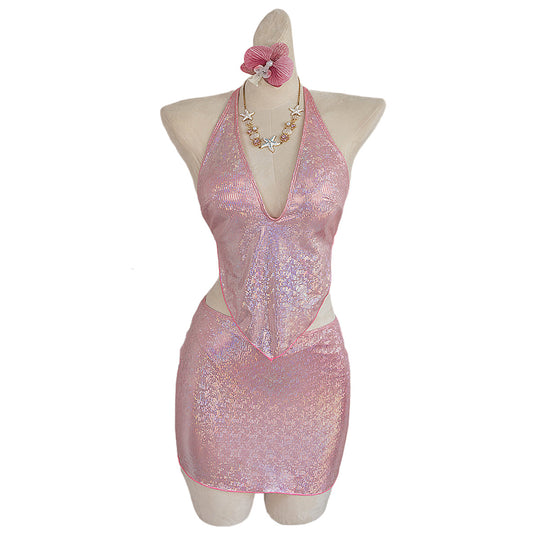 Damen Knapp geschnittenes Strandkleid mit Glitzereffekt R&B