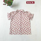 Damen Luftige Bluse mit Rüschenärmeln und Punkte-Design R&B