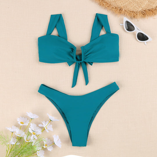 Damen Bikini-Set mit verspieltem Knotendesign und floralem Print R&B