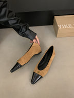 Damen elegante Ballerinas mit zwei Materialien und luxuriösem Akzent R&B