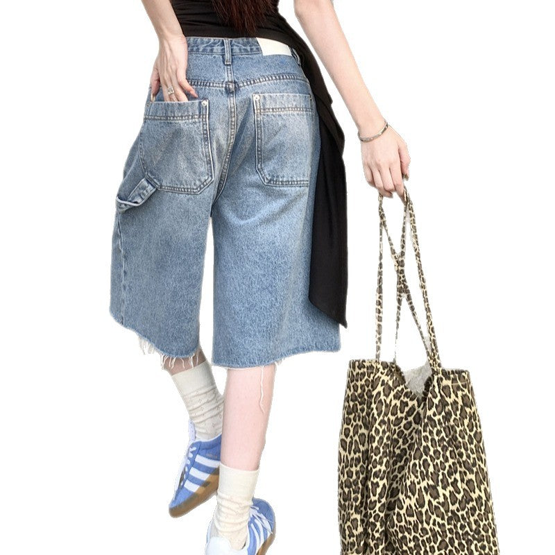 Damen Trendige Denim-Culottes im Destroyed-Look mit hohem Bund R&B