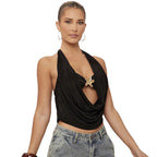 Damen Hochgeschlossenes Cropped-Top mit elegantem Drapierungsdesign R&B