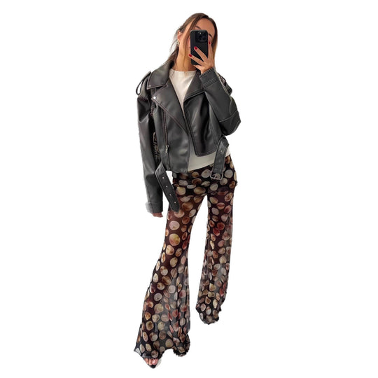 Damen Lässige Kunstlederjacke mit modischem Schnitt R&B