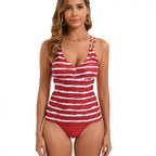 Damen Tankini mit modischem Streifenmuster und verstellbaren Trägern R&B